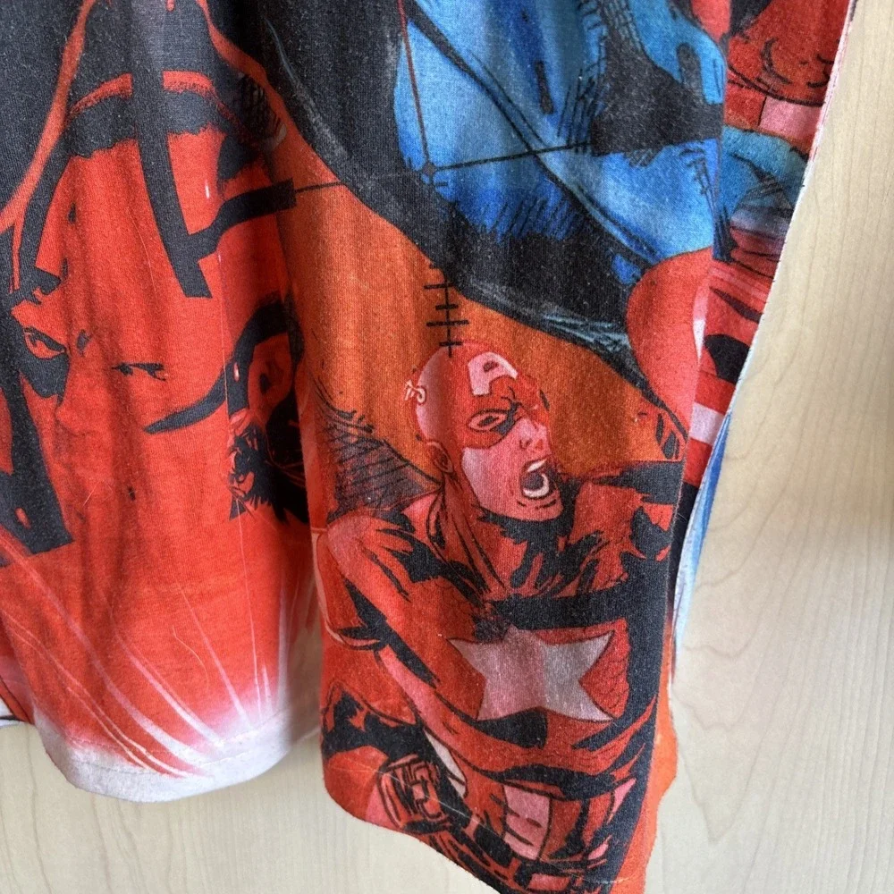 Captain America Marvel All Over AOP Front &‎ Back Print Shirt Mens LARGE C-LIFE